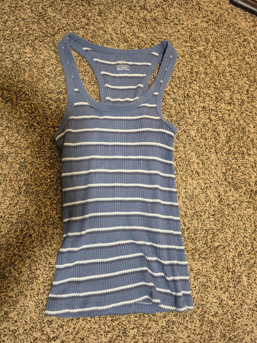 aerie Blue & White Striped Ribbed Racerback Tank